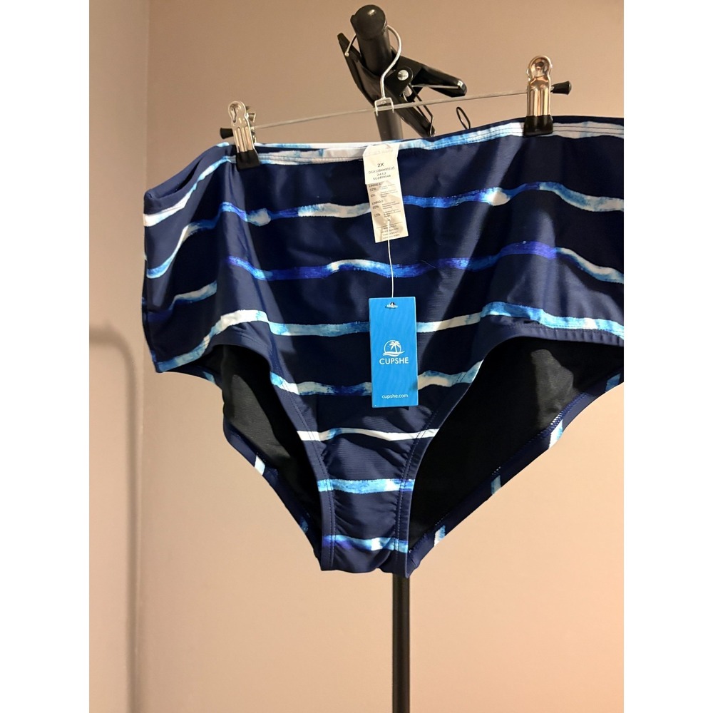 Cupshe Blue White Striped Bikini Bottom Plus Size 2X DGA12B4M001US NWT